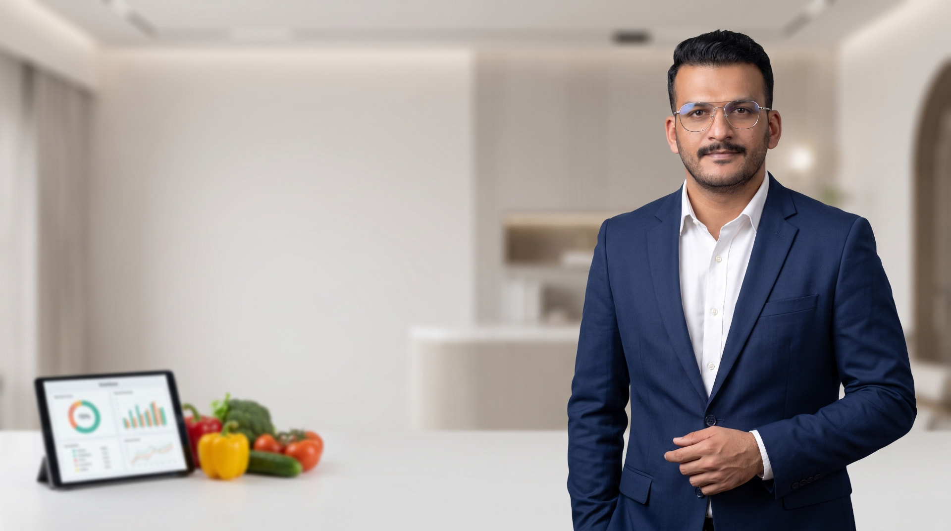 Mahmoud Alaa, clinical nutritionist, in a modern consultation space